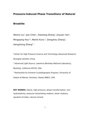 Pressure-Induced Phase Transitions of Natural Brookite