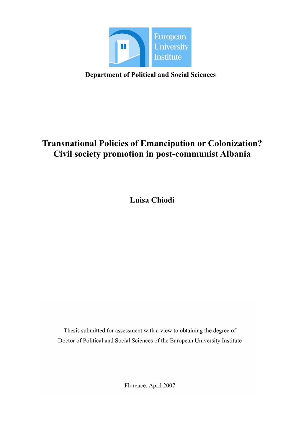 Civil Society Promotion in Post-Communist Albania