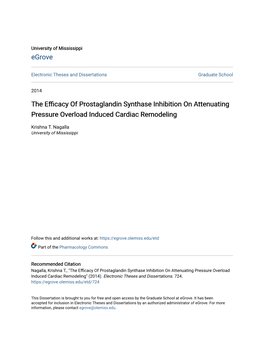 The Efficacy of Prostaglandin Synthase Inhibition on Attenuating Pressure Overload Induced Cardiac Remodeling" (2014)