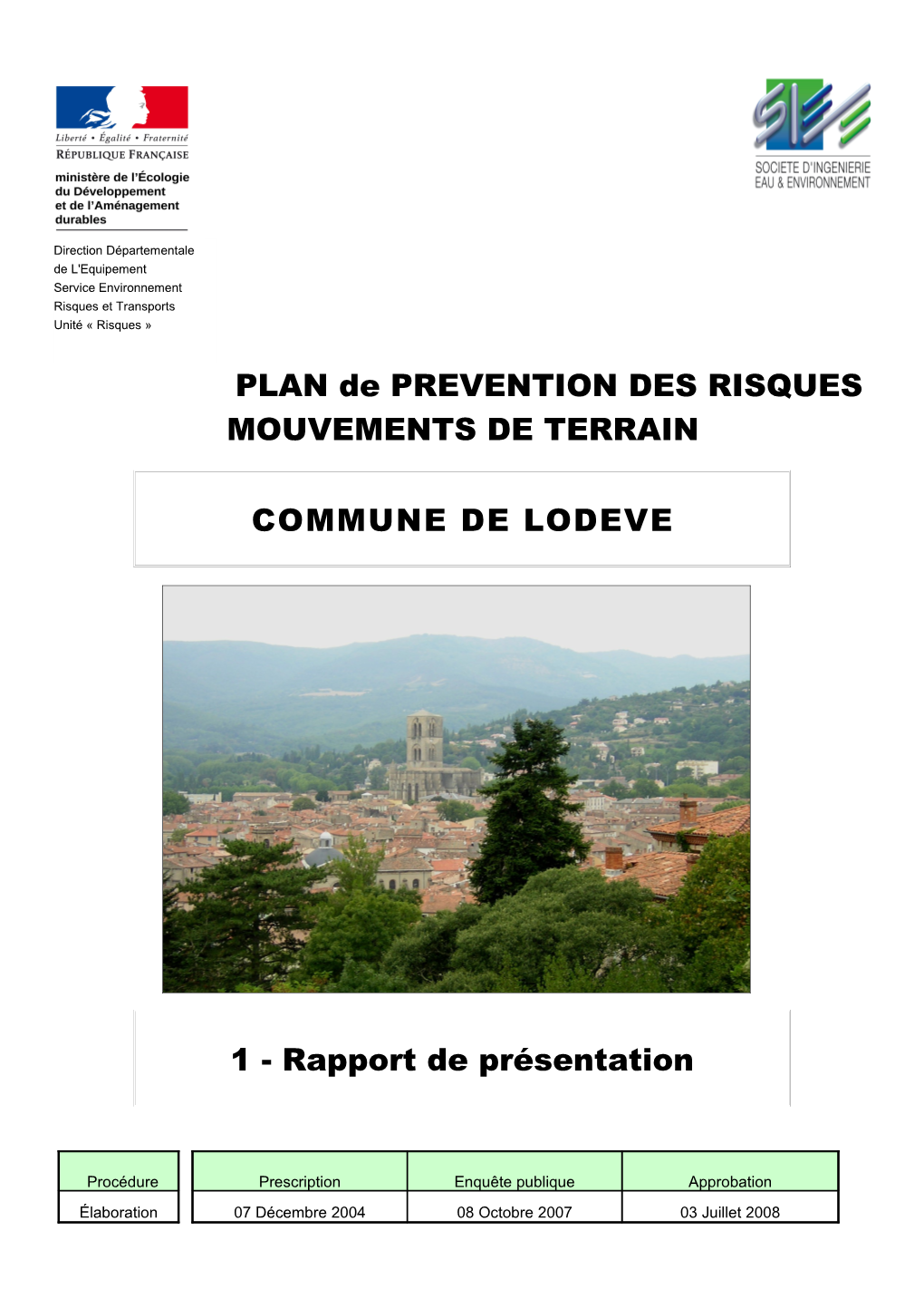 PLAN De PREVENTION DES RISQUES MOUVEMENTS DE TERRAIN