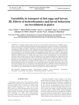 Variability in Transport of Fish Eggs and Larvae. III
