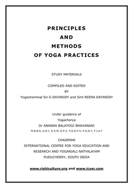 Principles and Methods of Yoga Practices