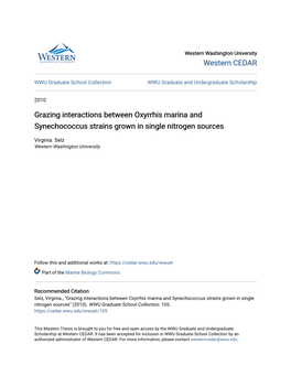 Grazing Interactions Between Oxyrrhis Marina and Synechococcus Strains Grown in Single Nitrogen Sources