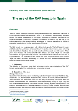 The Use of the RAF Tomato in Spain