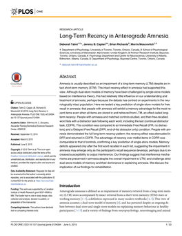 Long-Term Recency in Anterograde Amnesia