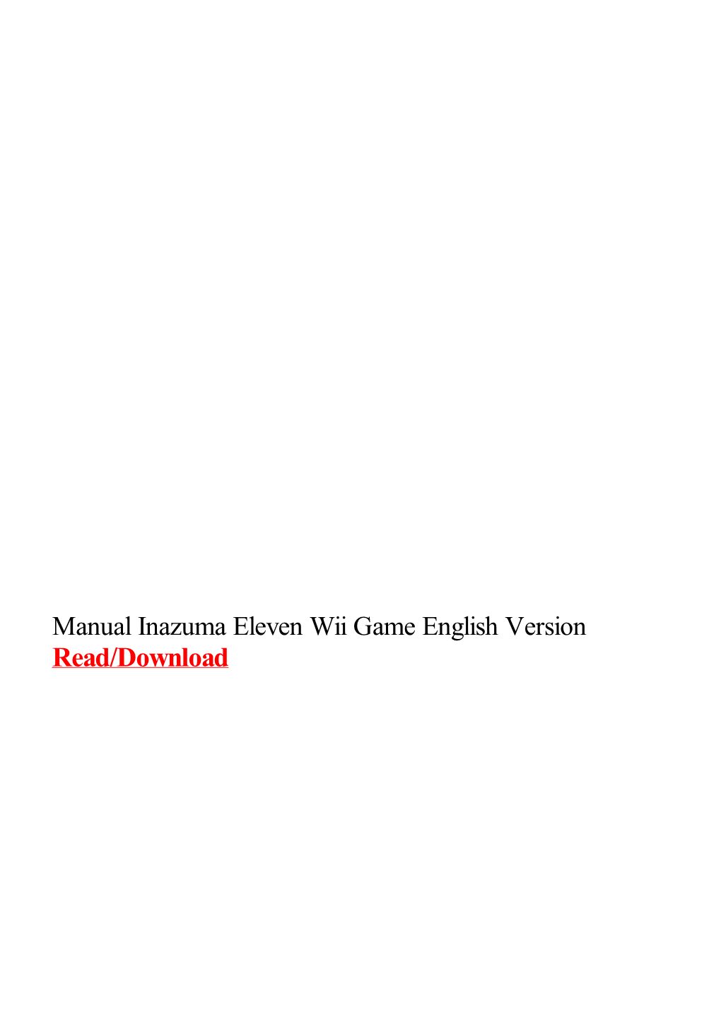 Manual Inazuma Eleven Wii Game English Version