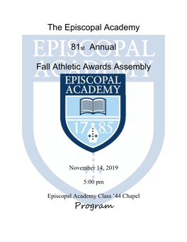 The Episcopal Academy 81St Annual Fall Athletic Awards Assembly Program