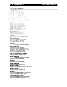 Star Fleet Battles Table of Contents R5.0 Kzinti