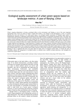 Ecological Quality Assessment of Urban Green Spaces Based on Landscape Metrics: a Case of Nanjing, China