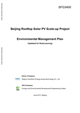Beijing Rooftop Solar PV Scale-Up Project Environmental Management
