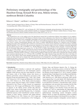 Preliminary Stratigraphy and Geochronology of the Hazelton Group, Kitsault River Area, Stikine Terrane, Northwest British Columbia