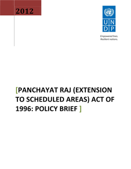 Extension to Scheduled Areas) Act of 1996: Policy Brief ]