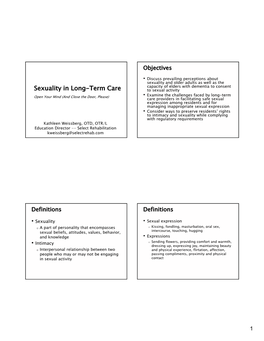 Sexuality in Long-Term Care