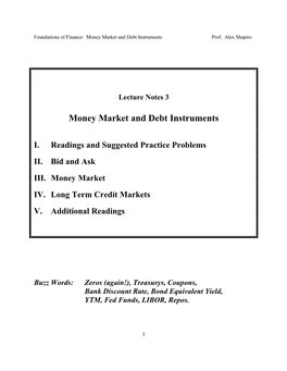 Money Market and Debt Instruments Prof