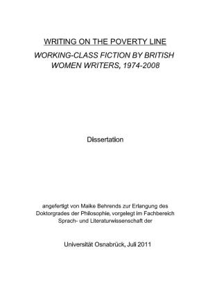 Writing on the Poverty Line Working-Class Fiction by British Women Writers, 1974-2008