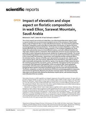 Impact of Elevation and Slope Aspect on Floristic Composition in Wadi