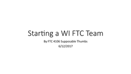 Star Ng a WI FTC Team