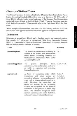 Glossary of Defined Terms (IPSAS 1 to IPSAS
