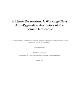 Sublime Dissension: a Working-Class Anti-Pygmalion Aesthetics of the Female Grotesque