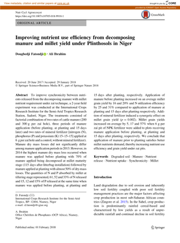 Improving Nutrient Use Efficiency from Decomposing Manure and Millet