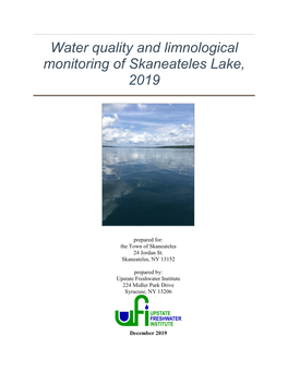 Water Quality and Limnological Monitoring of Skaneateles Lake, 2019