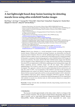 A Fast Lightweight Based Deep Fusion Learning for Detecting Macula Fovea Using Ultra-Widefield Fundus Images