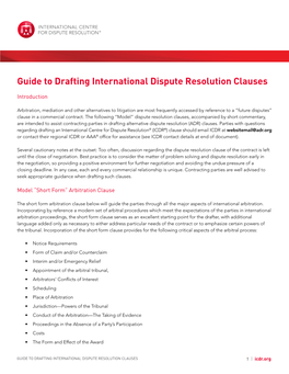 Guide to Drafting International Dispute Resolution Clauses