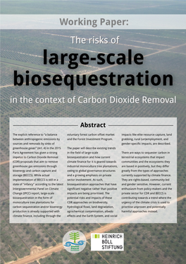Scale Biosequestration in the Context of Carbon Dioxide Removal 1 Photo: Stuart Demmer/Flickr