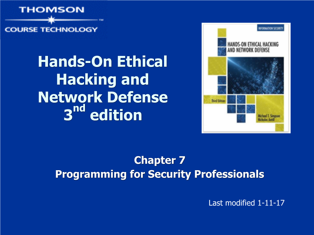 Hands-On Ethical Hacking and Network Defense 3 Edition