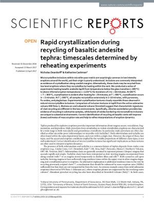 Rapid Crystallization During Recycling of Basaltic Andesite Tephra