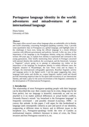 Portuguese Language Identity in the World: Adventures and Misadventures of an International Language