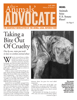 Fall 2001 Volume 20 Number 3 INSIDE: Animals Seize U.S