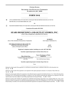 Form 10-K Sears Hometown and Outlet Stores, Inc
