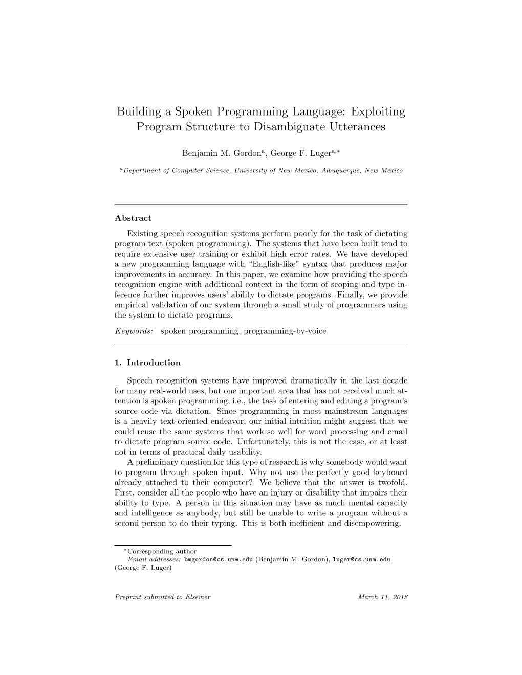 Building a Spoken Programming Language: Exploiting Program Structure to Disambiguate Utterances