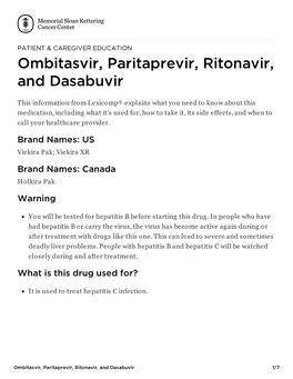 Ombitasvir, Paritaprevir, Ritonavir, and Dasabuvir