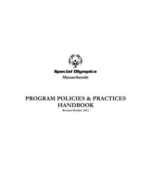 Special Olympics Massachusetts Program Policies & Practices Table
