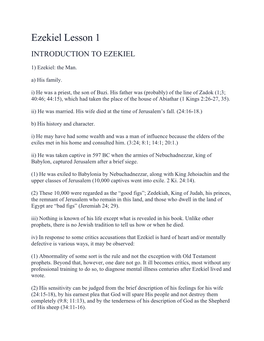 Ezekiel Lesson 1 INTRODUCTION to EZEKIEL