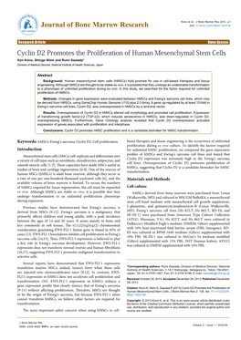 Cyclin D2 Promotes the Proliferation of Human Mesenchymal Stem Cells