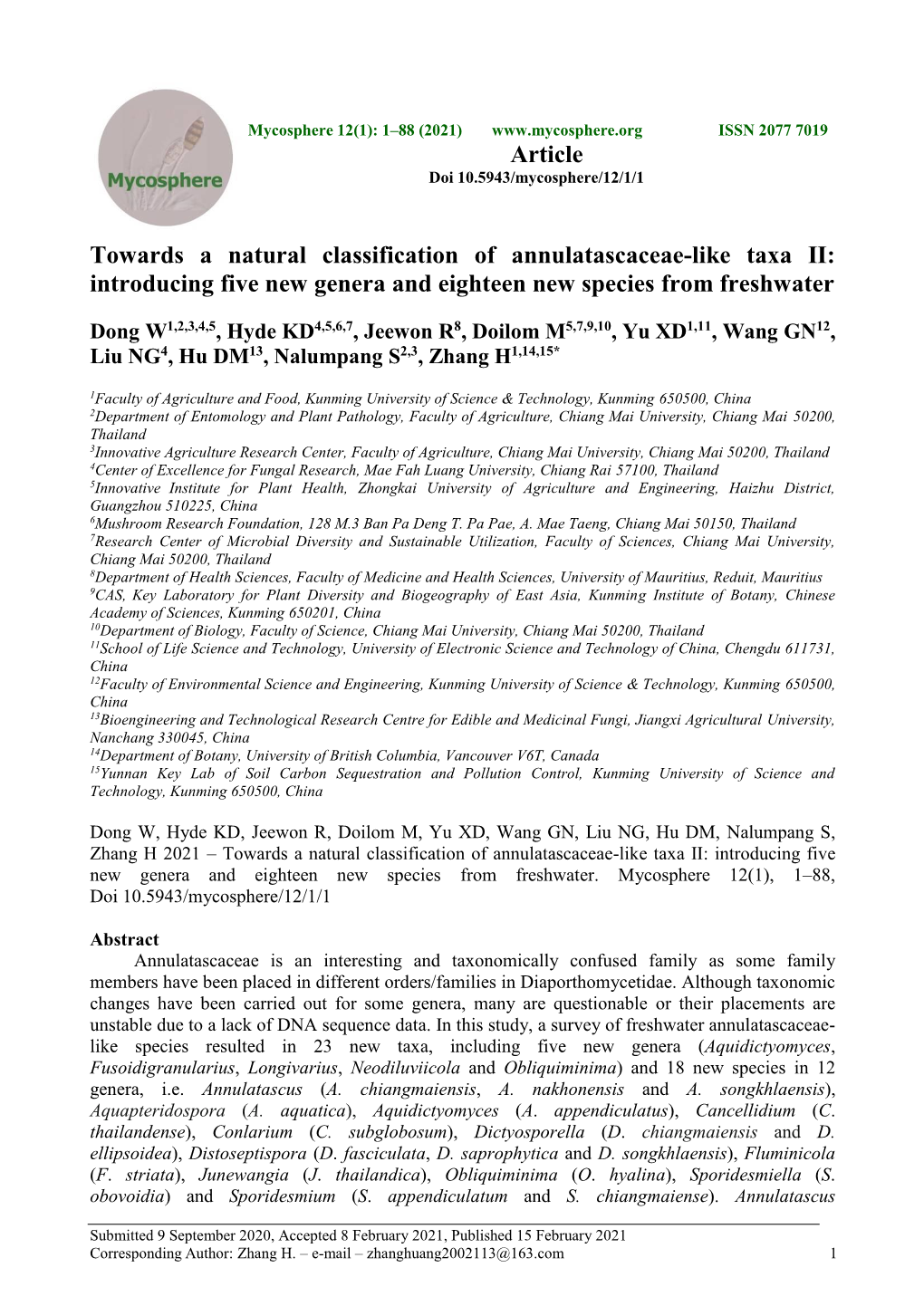 Towards a Natural Classification of Annulatascaceae-Like Taxa Ⅱ: Introducing Five New Genera and Eighteen New Species from Freshwater