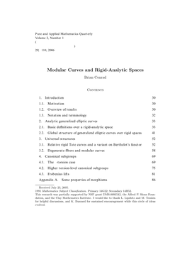 Modular Curves and Rigid-Analytic Spaces Brian Conrad
