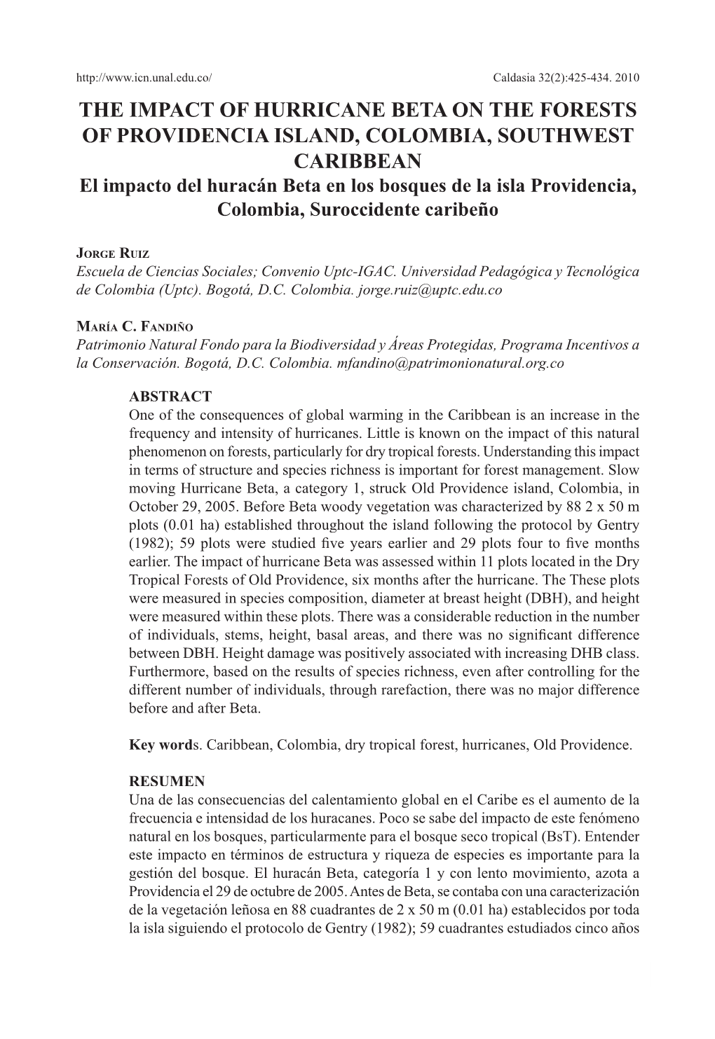 The Impact of Hurricane Beta on the Forests Of