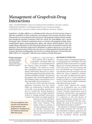 Management of Grapefruit-Drug Interactions AMY L