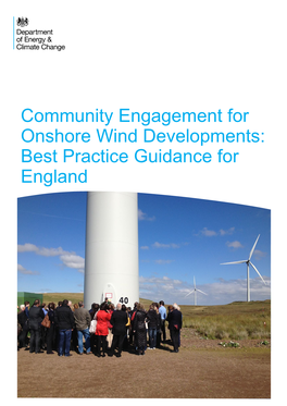 Community Engagement for Onshore Wind Developments: Best Practice Guidance for England