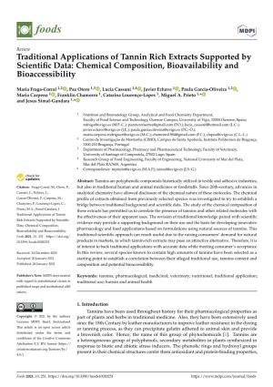 Traditional Applications of Tannin Rich Extracts Supported by Scientiﬁc Data: Chemical Composition, Bioavailability and Bioaccessibility