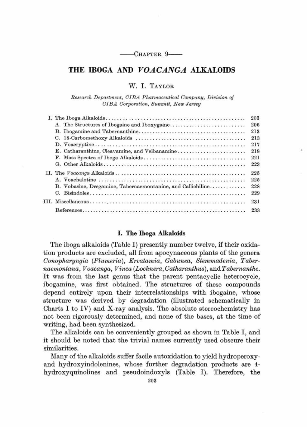 THE Moga and VOACANGA ALKALOIDS