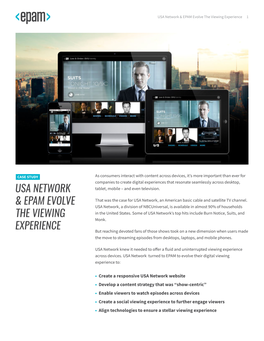 Usa Network & Epam Evolve the Viewing Experience