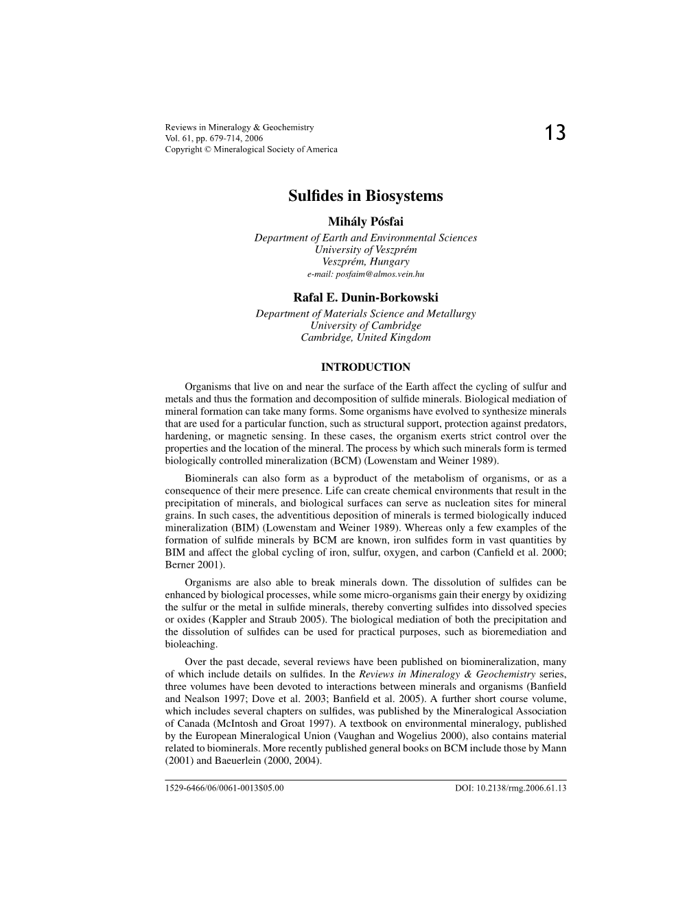 Sulfides in Biosystems