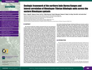Geologic Framework of the Northern Indo-Burma Ranges and Lateral Correlation of Himalayan-Tibetan Lithologic Units Across The