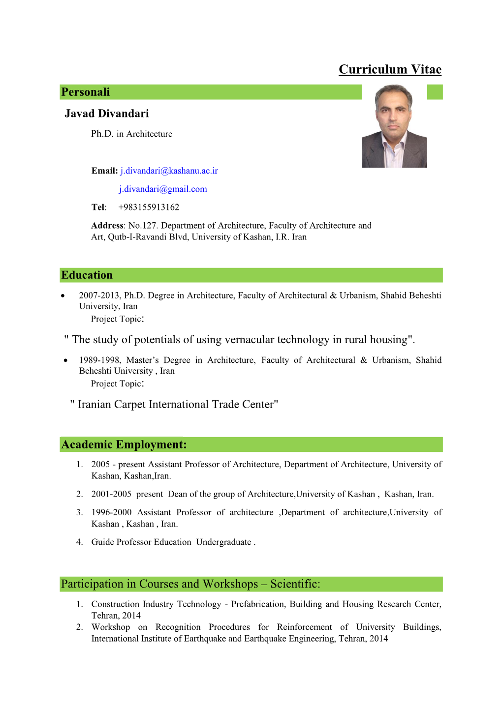 Curriculum Vitae Personali