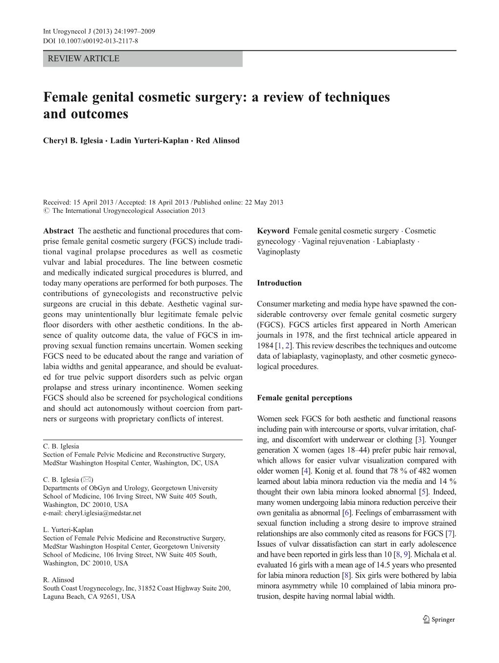 Female Genital Cosmetic Surgery: a Review of Techniques and Outcomes